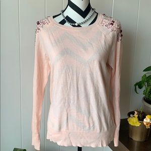 Mercer street jeweled shoulders long sleeved top